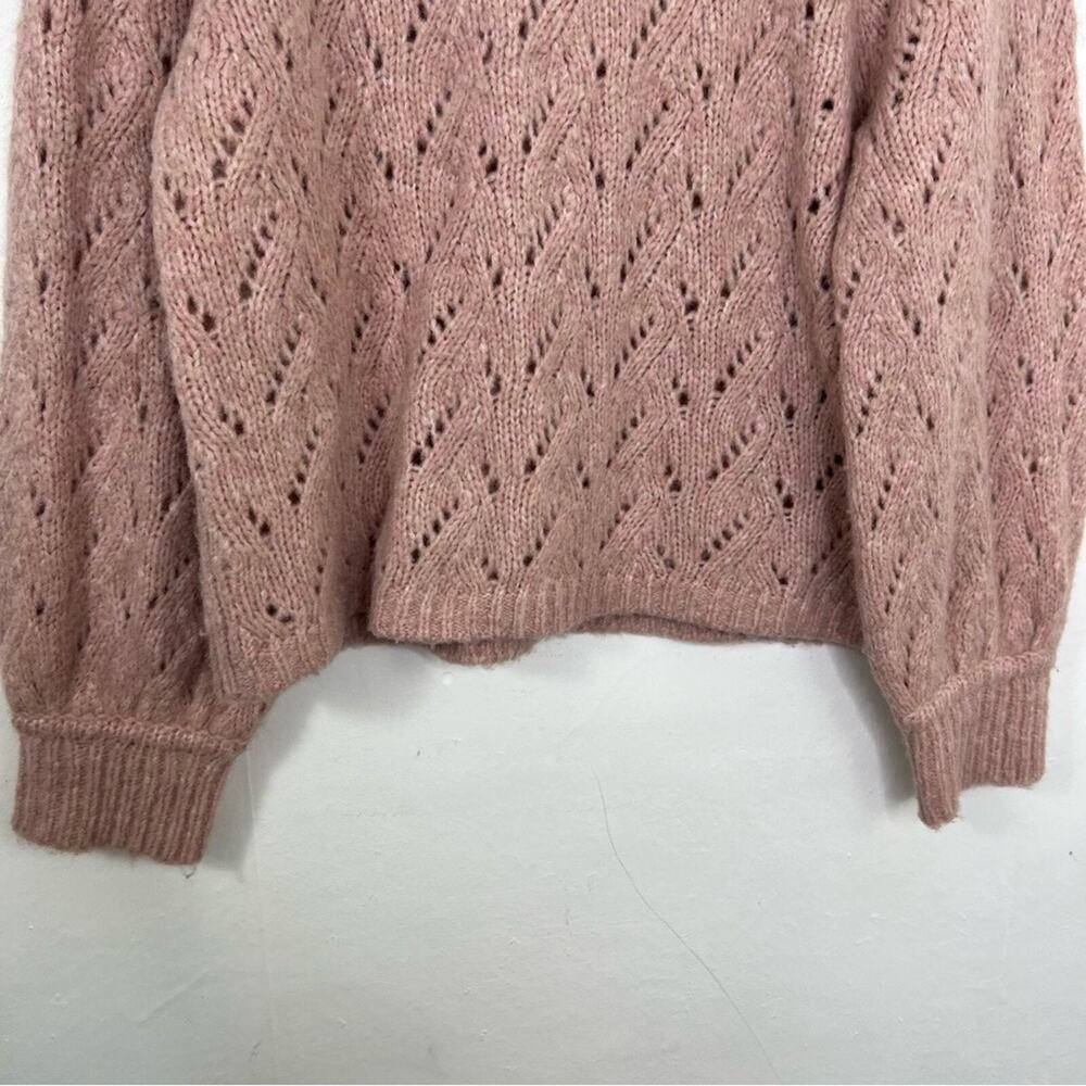 J. Crew Pointelle Heather Pink Crewneck Wool Blend Sweater Size Large - Picture 7 of 13
